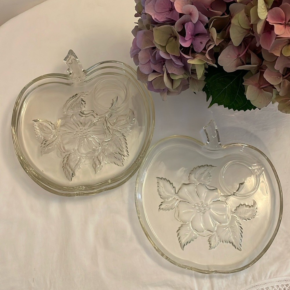 vintage set of 4 hazel atlas apple shaped luncheon/snack plates